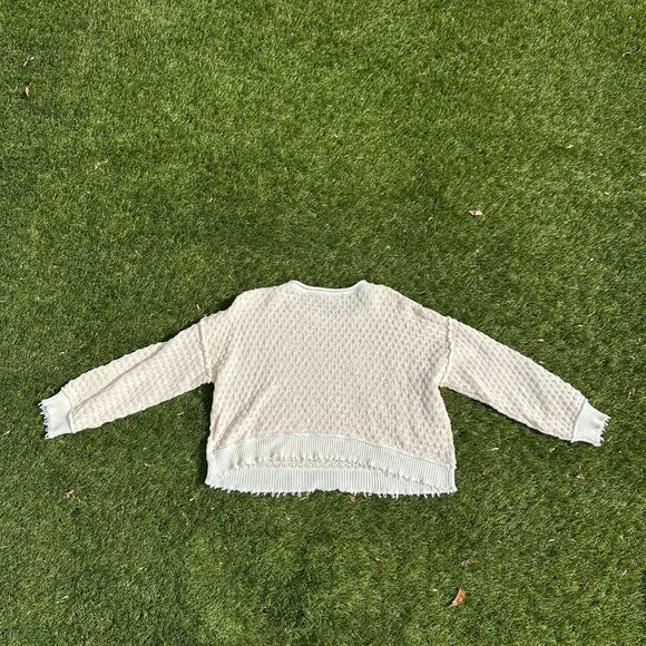 URBAN OUTFITTERS Women’s Maia Drapey Textured Knit Sweater in Cream - Picture 2 of 2